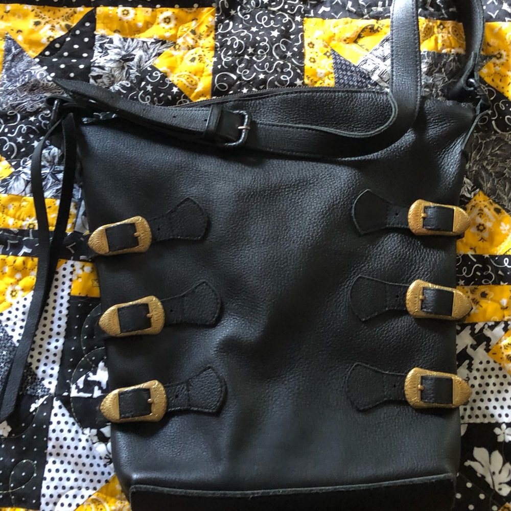 Cleobella hobo  bag black leather buckle trim - Picture 7 of 7